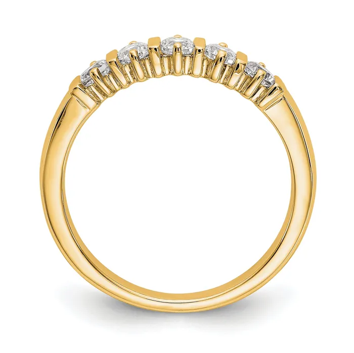 025ct CZ Solid Real 14K Yellow Gold 5Stone Wedding Band Ring Goldia Rings
