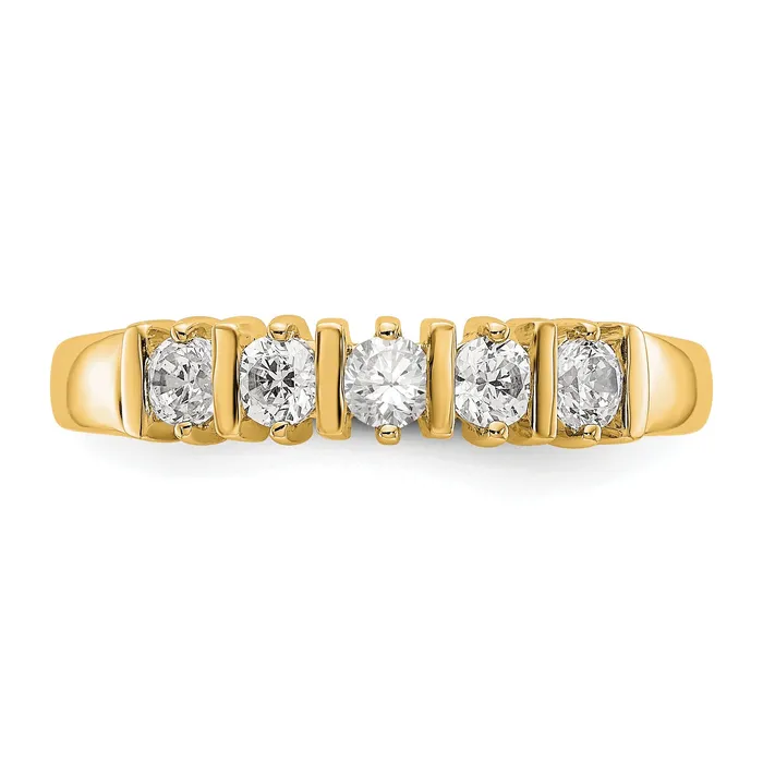 025ct CZ Solid Real 14K Yellow Gold 5Stone Wedding Band Ring Goldia Rings