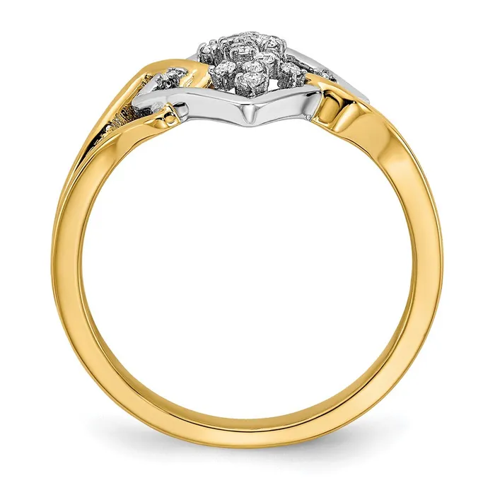 14k TwoTone Gold Polished Fancy Square Real Diamond Ring Goldia Rings