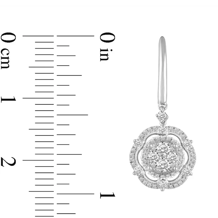 Earrings Goldia 075 CT TW Composite Diamond Scallop Frame Drop Earrings in 14K White Gold Earrings Goldia 075 CT TW Composite Diamond Scallop Frame Drop Earrings in 14K White Gold