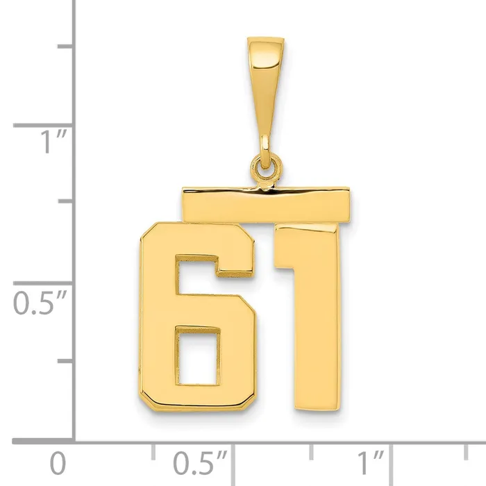 Goldia Charm Necklaces 14k Yellow Gold Medium Polished Number 61 Charm
