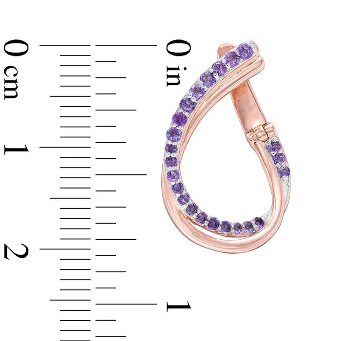 Goldia Earrings Amethyst Twist Teardrop Hoop Earrings in 10K Rose Gold Goldia Earrings Amethyst Twist Teardrop Hoop Earrings in 10K Rose Gold