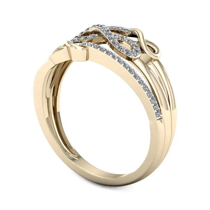 Goldia Rings 017 CT TW Natural Diamond Triple Infinity MultiRow Ring in Solid 10K Yellow Gold Goldia Rings 017 CT TW Natural Diamond Triple Infinity MultiRow Ring in Solid 10K Yellow Gold