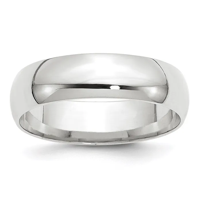 Goldia Rings Solid 14K White Gold 6mm Light Weight Comfort Fit MensWomens Wedding Band Ring Size 95