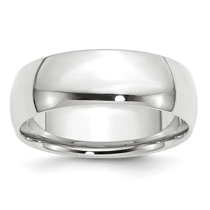 Goldia Rings Solid 14K White Gold 7mm Light Weight Comfort Fit MensWomens Wedding Band Ring Size 8