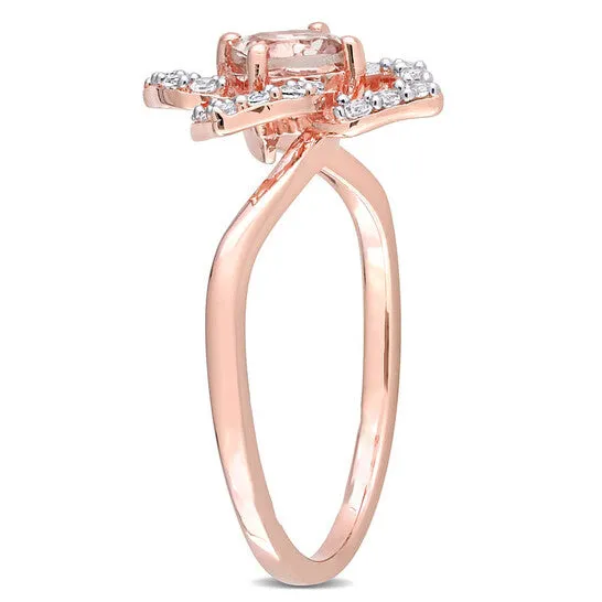 JMS always Rings Original Amour 45 CT TGW Morganite and White Topaz Floral Ring in Rose Plated Sterling Silver