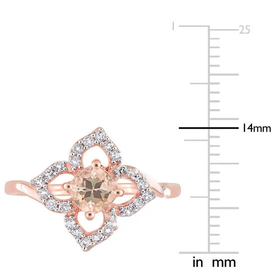 JMS always Rings Original Amour 45 CT TGW Morganite and White Topaz Floral Ring in Rose Plated Sterling Silver