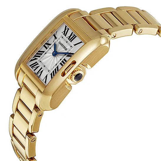 JMS always Watches Original Cartier Tank Anglaise Silver Dial 18kt Yellow Gold Ladies Watch W5310014