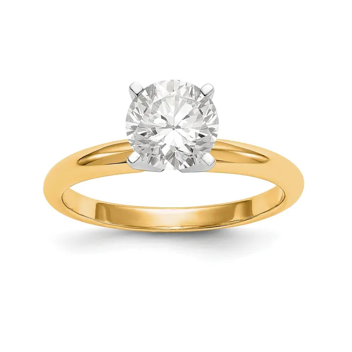 Natural Diamond Knife Edge Style Four Prong Solitaire Engagement Ring in 14K Yellow u0026 White Gold Goldiacom Rings