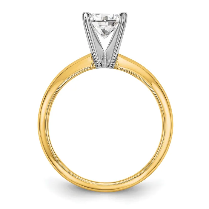 Natural Diamond Knife Edge Style Four Prong Solitaire Engagement Ring in 14K Yellow u0026 White Gold Goldiacom Rings