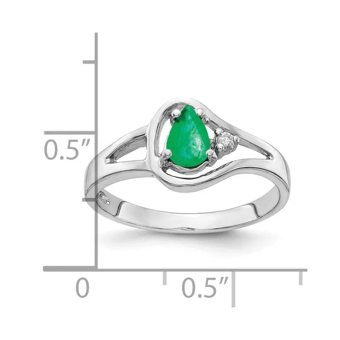 Rings 14k White Gold 6x4mm Pear Emerald A Real Diamond ring Goldia