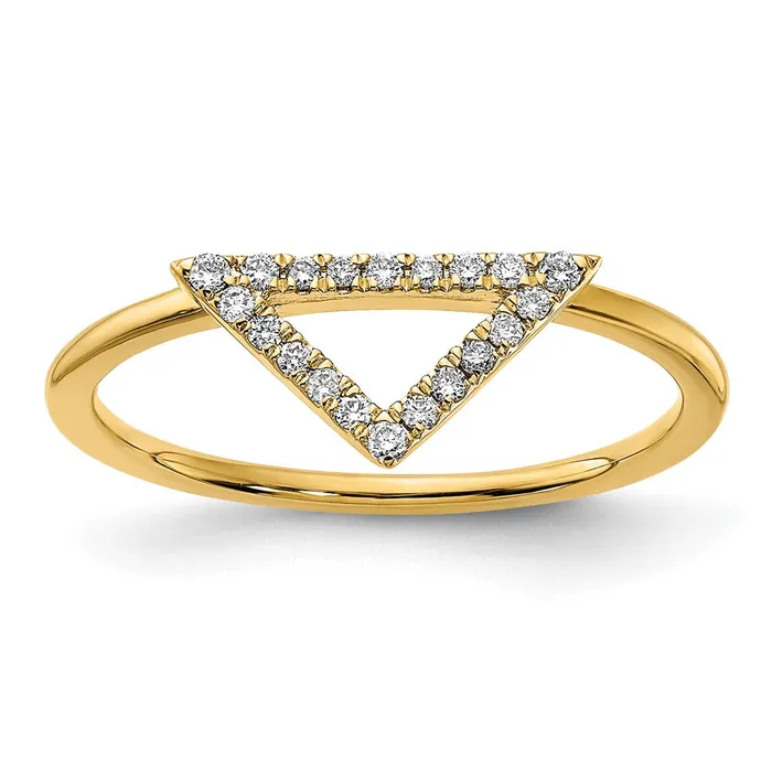 Rings 14K Yellow Gold Polished Real Diamond Triangle Ring Goldia