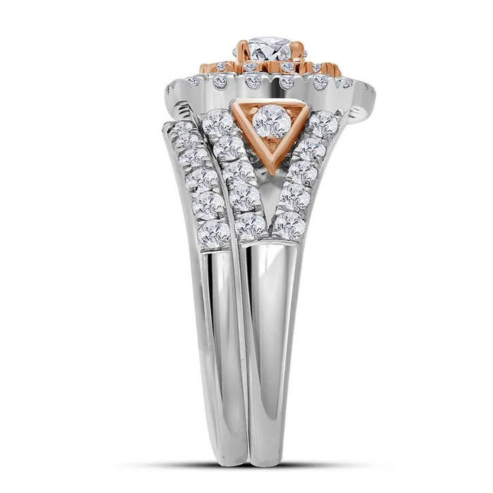 Rings Certified 20 Ct Round Diamond Bridal Engagement Ring Set 14K White u0026 Rose Gold Goldiacom