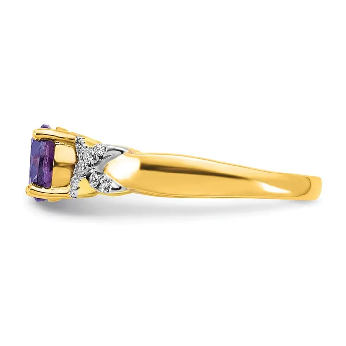 Rings Goldia 14k TwoTone Gold Amethyst and Real Diamond Ring