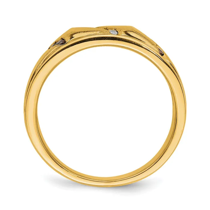 Rings Goldia 14k Yellow Gold Mens Brown and White Real Diamond Bridal Band