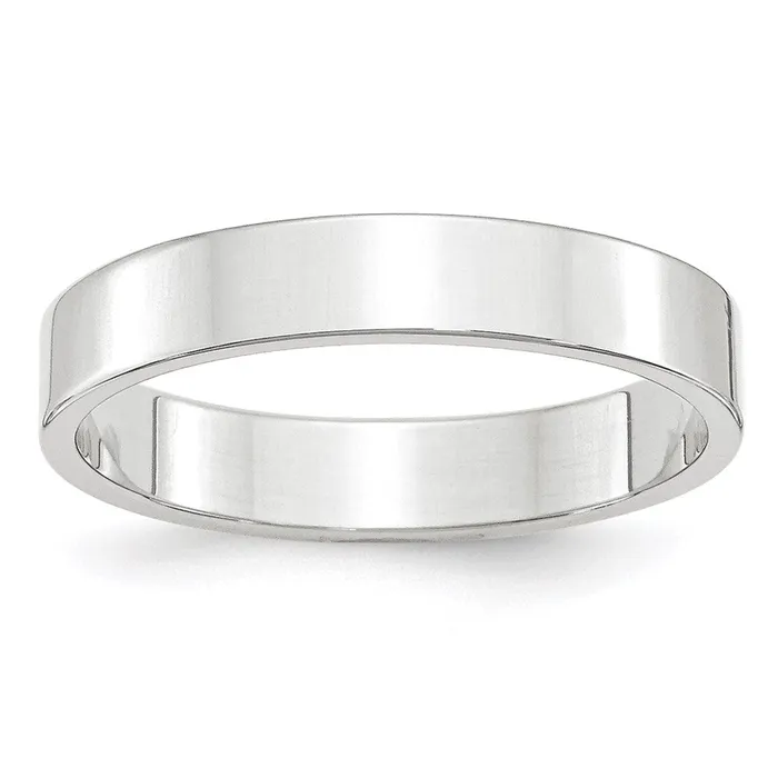 Rings Goldia Solid 14K White Gold 4mm Light Weight Flat MensWomens Wedding Band Ring Size 75