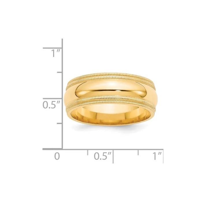 Rings Goldia Solid 14K Yellow Gold 8mm Double Milgrain Comfort Fit MensWomens Wedding Band Ring Size 7 Rings Goldia Solid 14K Yellow Gold 8mm Double Milgrain Comfort Fit MensWomens Wedding Band Ring Size 7