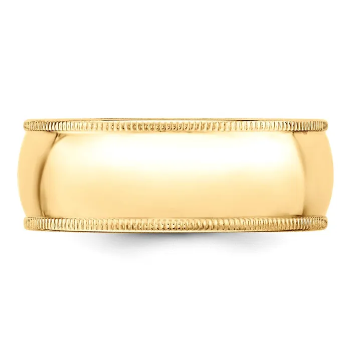 Rings Goldia Solid 14K Yellow Gold 8mm Milgrain Half Round MensWomens Wedding Band Ring Size 13
