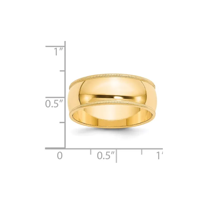 Rings Goldia Solid 14K Yellow Gold 8mm Milgrain Half Round MensWomens Wedding Band Ring Size 13
