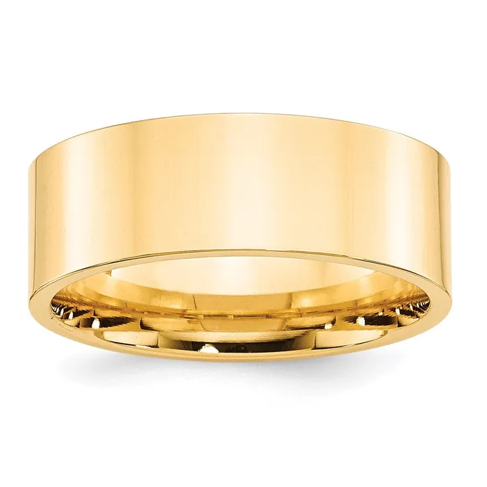 Rings Goldia Solid 14K Yellow Gold 8mm Standard Flat Comfort Fit MensWomens Wedding Band Ring Size 135