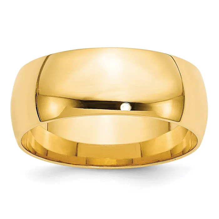 Rings Solid 14K Yellow Gold 8mm Light Weight Comfort Fit MensWomens Wedding Band Ring Size 4 Goldia