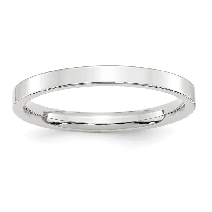 Solid 14K White Gold 25mm Standard Flat Comfort Fit MensWomens Wedding Band Ring Size 95 Goldia Rings