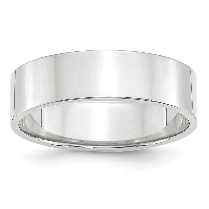 Solid 14K White Gold 6mm Light Weight Flat MensWomens Wedding Band Ring Size 55 Goldia Rings