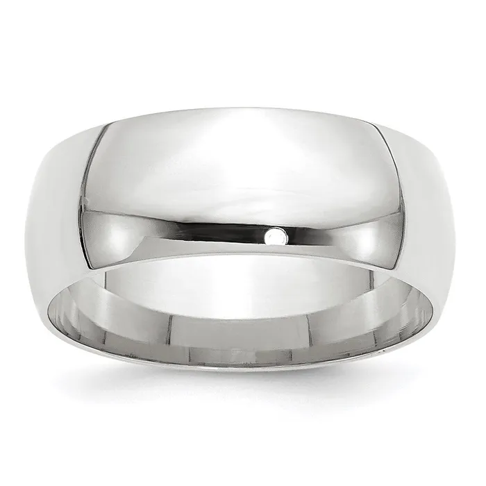 Solid 14K White Gold 8mm Light Weight Comfort Fit MensWomens Wedding Band Ring Size 75 Goldia Rings
