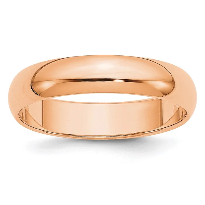 Solid 14K Yellow Gold Rose Gold 5mm HalfRound Wedding MensWomens Wedding Band Ring Size 10 Goldia Rings