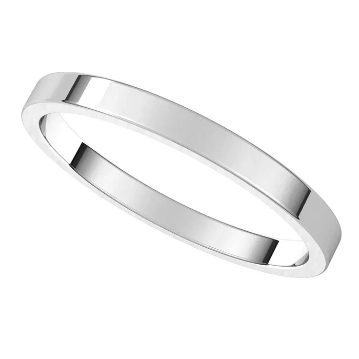 10K White Gold 2 mm flat Wedding Band TreasureFineJewelers Rings