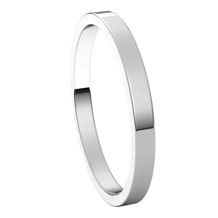 10K White Gold 2 mm flat Wedding Band TreasureFineJewelers Rings
