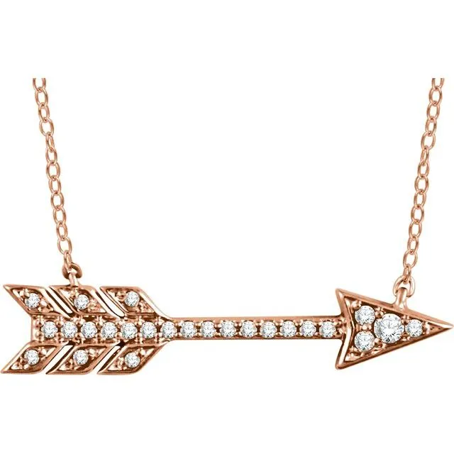 14K Rose 110 CTW Diamond Arrow 18 Necklace TreasureFineJewelers Necklaces