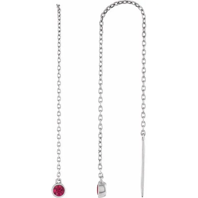 14K White Gold Natural Ruby Chain Earrings TreasureFineJewelers Earrings