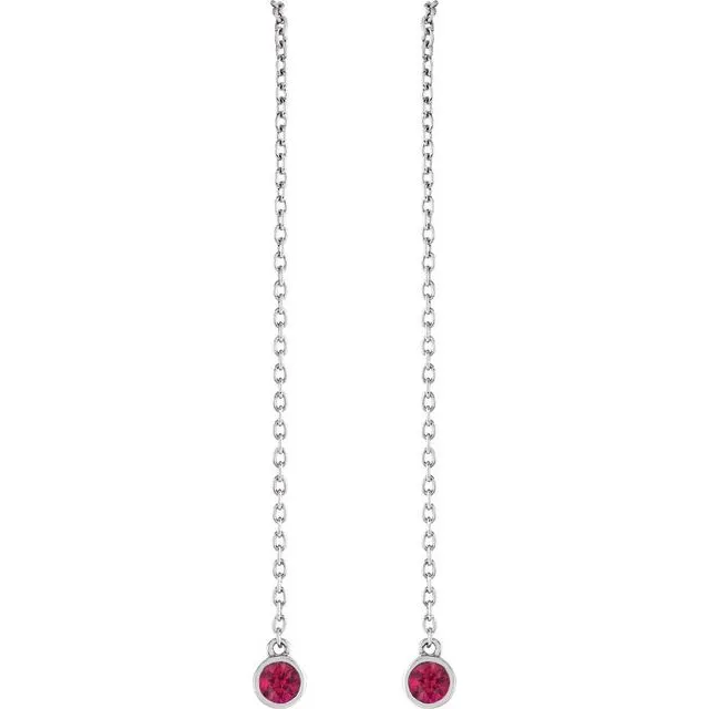 14K White Gold Natural Ruby Chain Earrings TreasureFineJewelers Earrings
