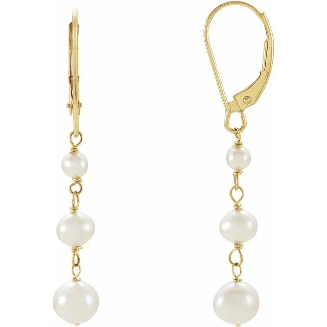Earrings 14K Yellow Gold Freshwater Cultured Pearl Earrings TreasureFineJewelers