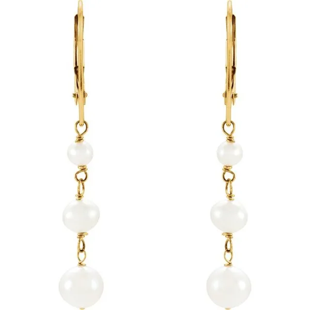 Earrings 14K Yellow Gold Freshwater Cultured Pearl Earrings TreasureFineJewelers