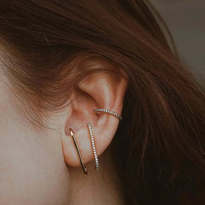 Earrings Razor Lobe Cuff Piercing Barbell Ball Back Earrings Sleeper Earrings Trendolla Jewelry