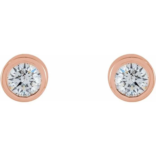 Earrings TreasureFineJewelers 14K Rose Gold 04 CTW Natural Diamond Micro BezelSet Earrings