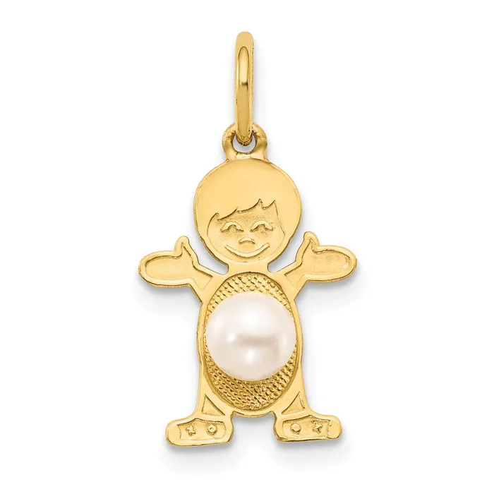 Earrings TreasureFineJewelers 14k Yellow Gold Boy 4mm FW Cultured PearlJune