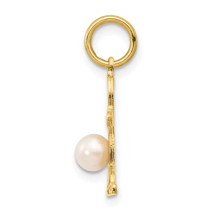 Earrings TreasureFineJewelers 14k Yellow Gold Boy 4mm FW Cultured PearlJune