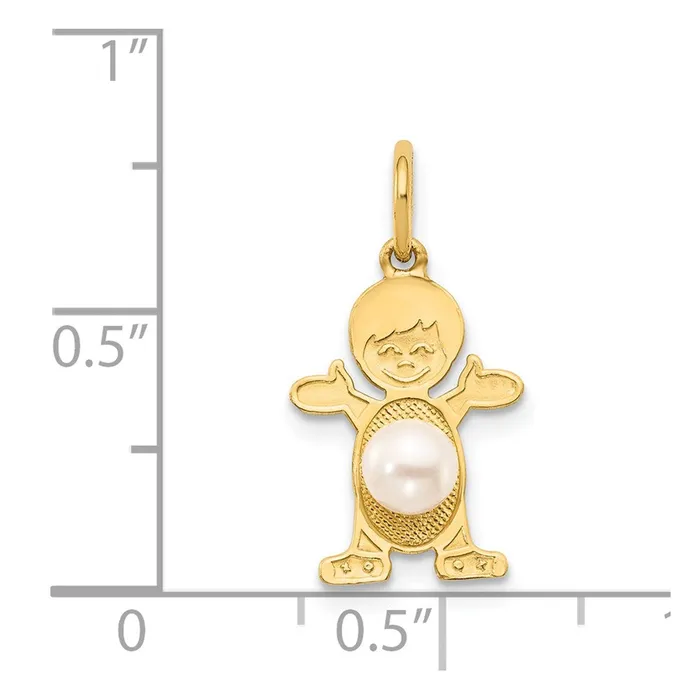 Earrings TreasureFineJewelers 14k Yellow Gold Boy 4mm FW Cultured PearlJune
