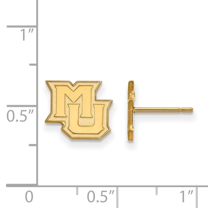 Earrings TreasureFineJewelers Sterling Silver Goldplated Marquette University MU Extra Small Post Earrings