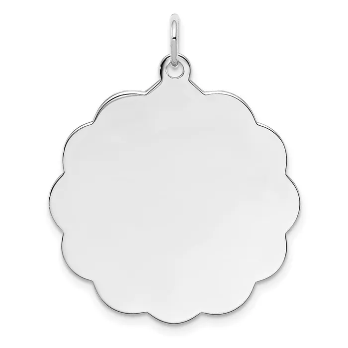 Rings Sterling Silver Rhplt Engraveable Polished FrontSatin Back Disc Charm TreasureFineJewelers