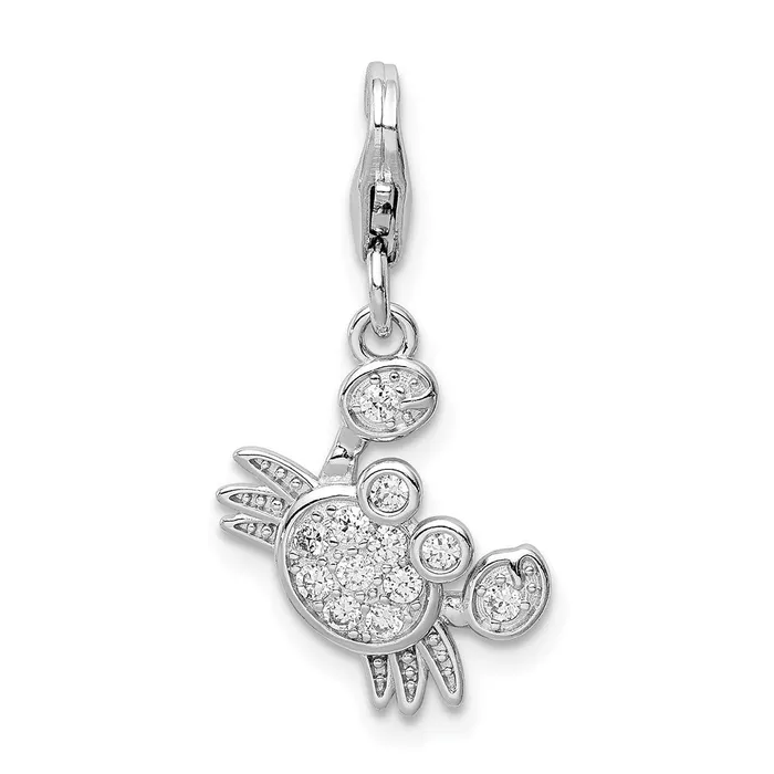 Rings Sterling Silver Rhodiumplated CZ Crab wLobster Clasp Charm TreasureFineJewelers