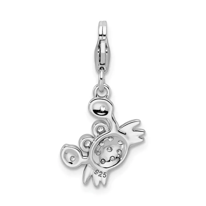 Rings Sterling Silver Rhodiumplated CZ Crab wLobster Clasp Charm TreasureFineJewelers