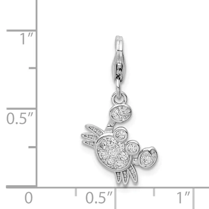 Rings Sterling Silver Rhodiumplated CZ Crab wLobster Clasp Charm TreasureFineJewelers