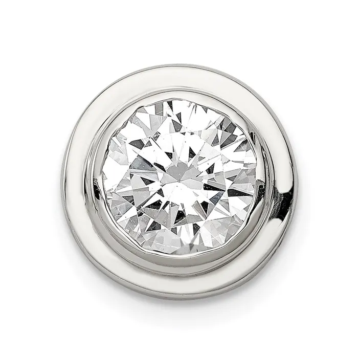 Rings TreasureFineJewelers Sterling Silver 8mm CZ Round Slide
