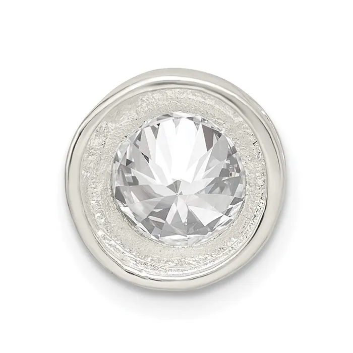 Rings TreasureFineJewelers Sterling Silver 8mm CZ Round Slide