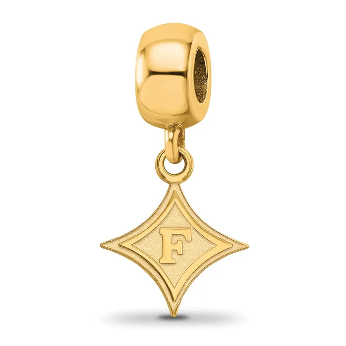 Rings TreasureFineJewelers Sterling Silver Goldplated LogoArt Furman University Small Dangle Bead Charm