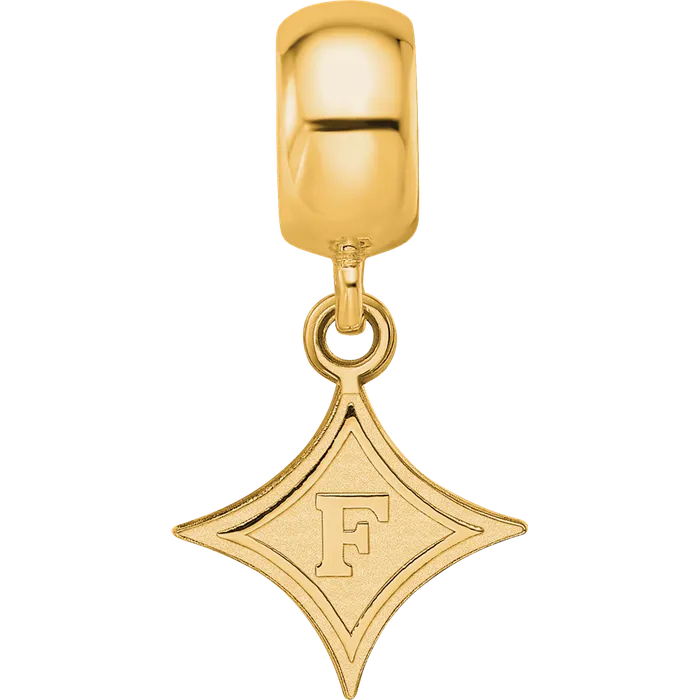 Rings TreasureFineJewelers Sterling Silver Goldplated LogoArt Furman University Small Dangle Bead Charm